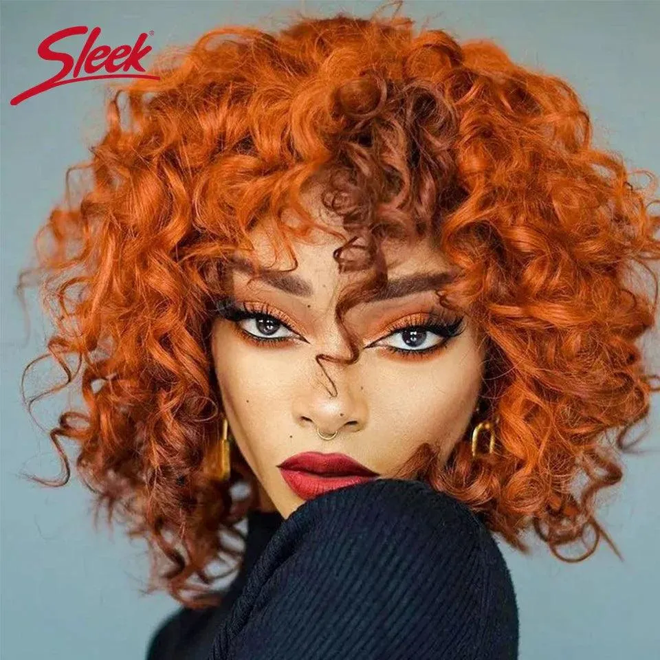 Jerry Curly Pixie Cut Bob Human Hair Wig: Stylish Red Ombre Gradient