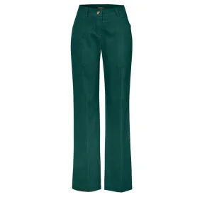 Jolie Pine Green Flared Corduroy Trousers