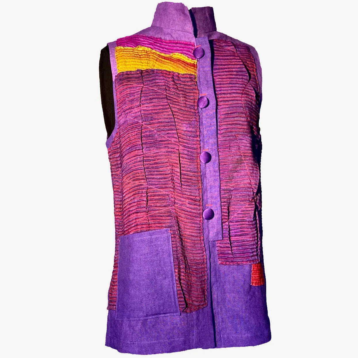 Joyce Wilkerson Vest, Origami, Purples, S