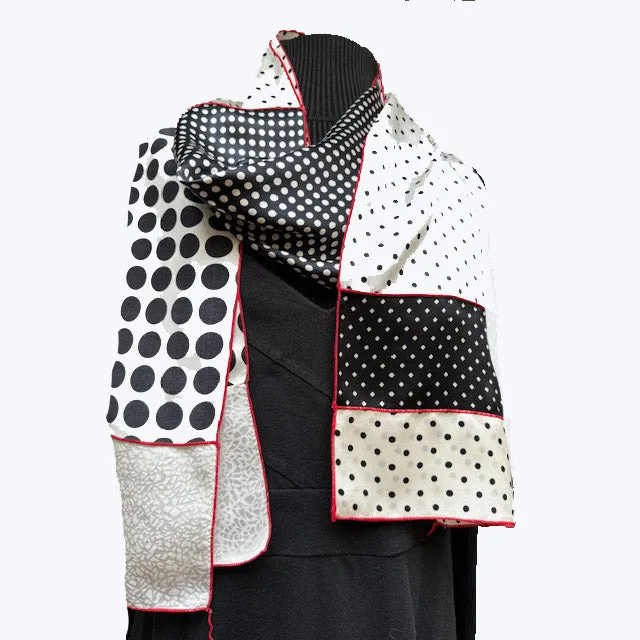 Judith Bird Scarf, SilkSingles, Black/White/Red