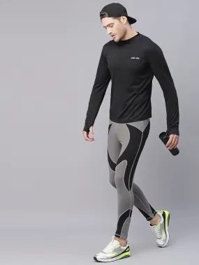 JUMP USA Grey-Black Rapid-Dry Training Tights For Men