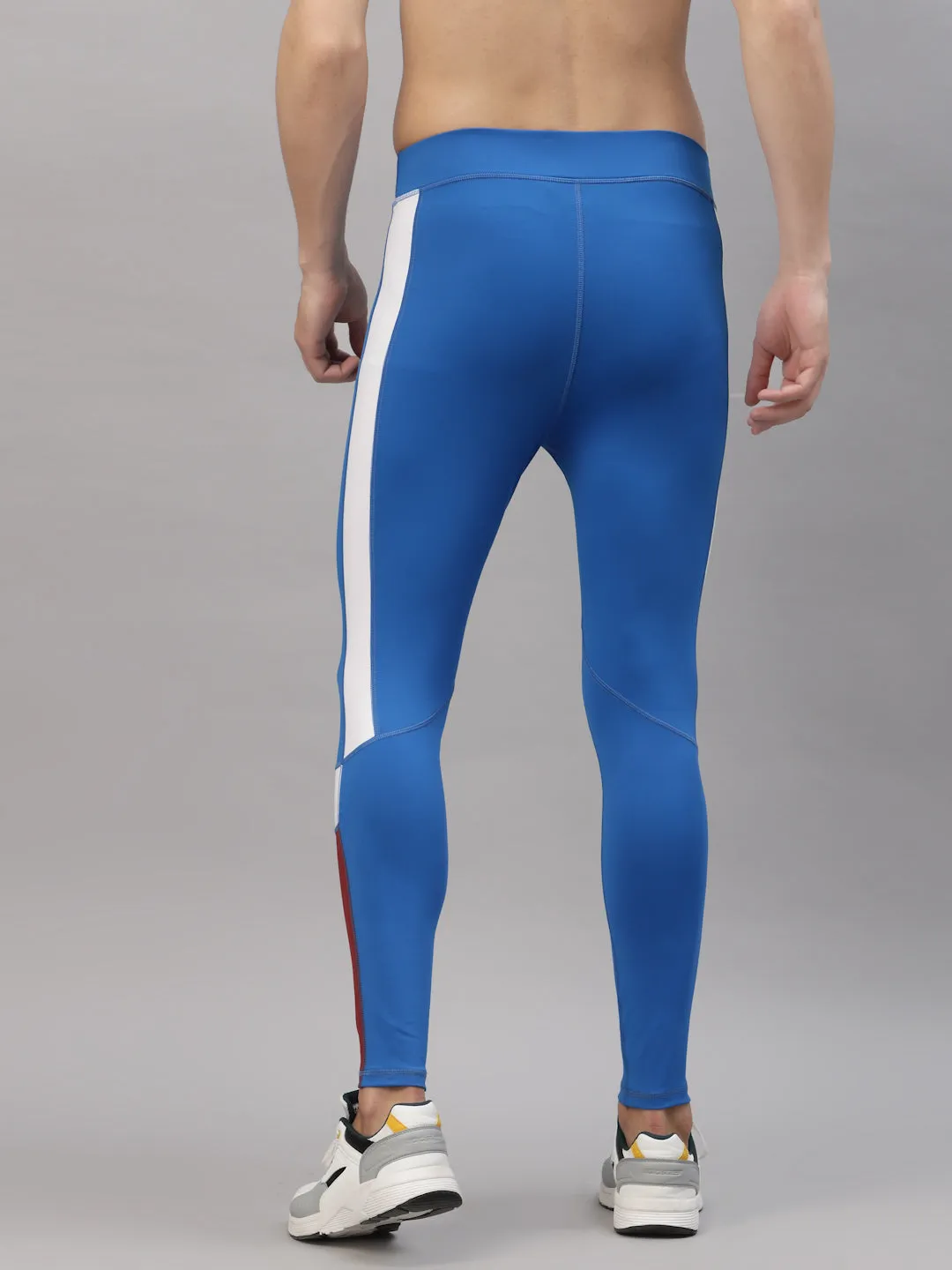 JUMP USA Men Royal Blue-White Rapid Dry-Fit Solid Training Tights