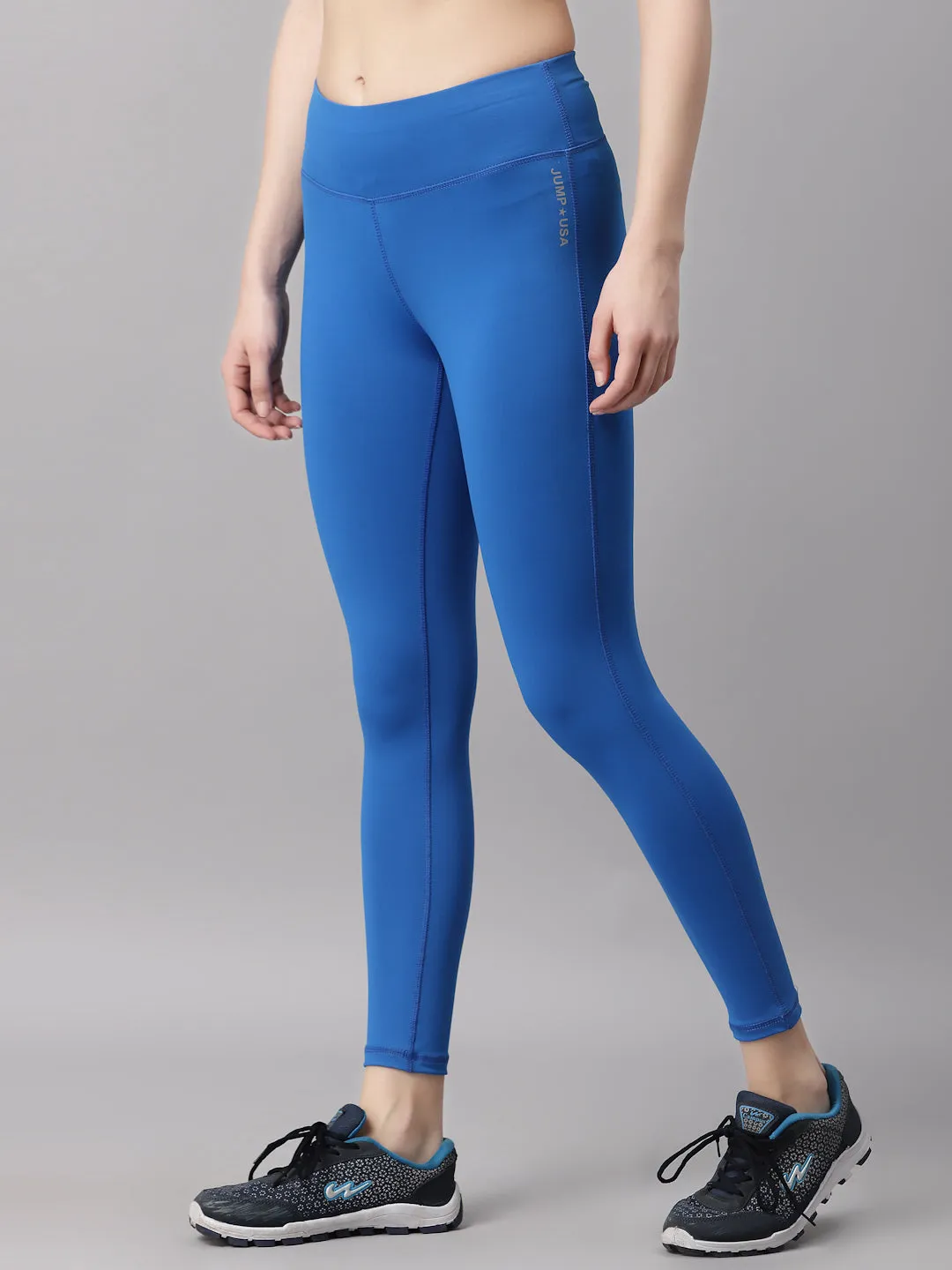 JUMP USA Running Women Royal Blue Solid  Rapid-Dry Tights