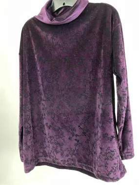 Jumping Joy Size M Purple Vintage Velour Turtleneck Top