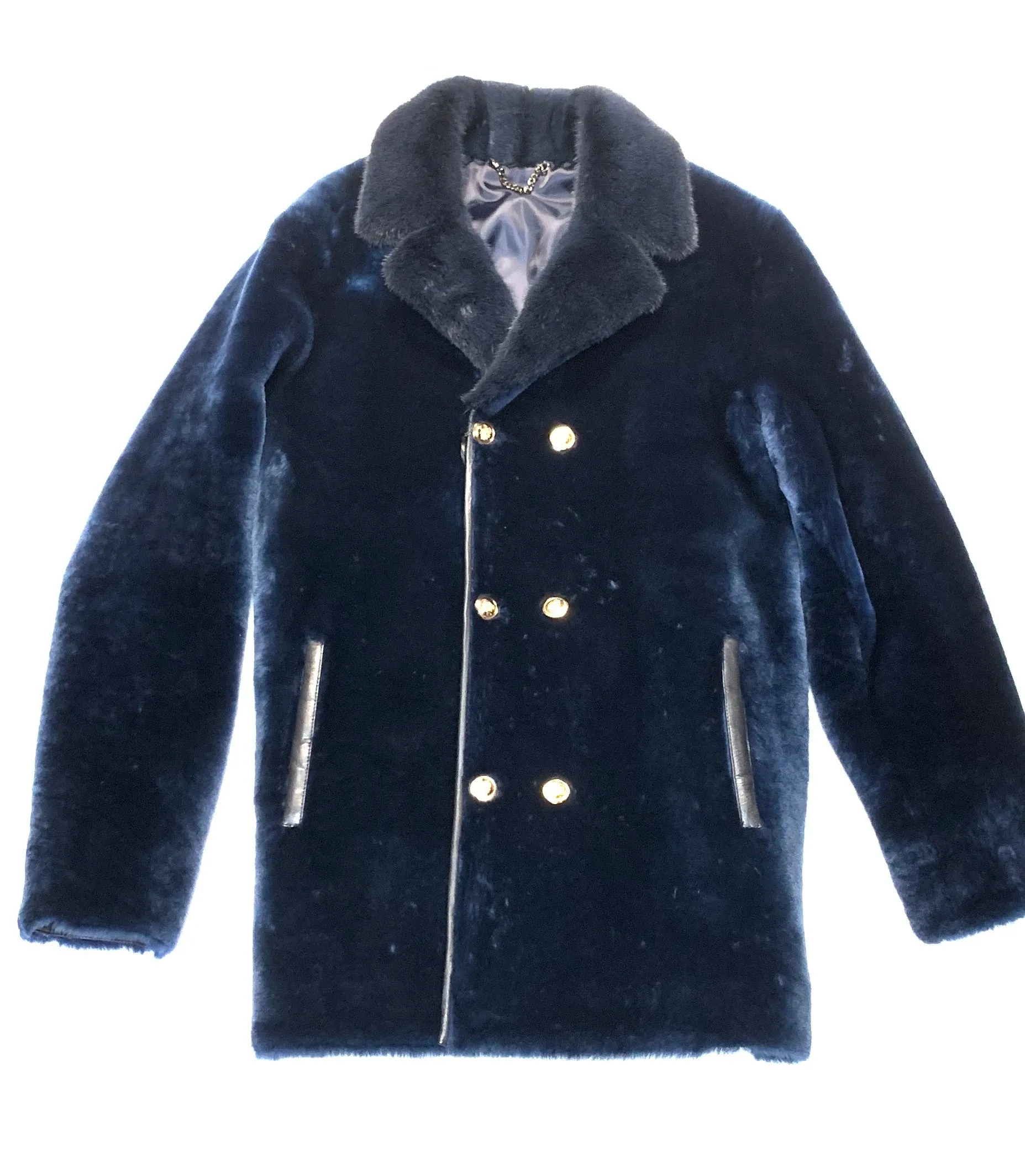 Kashani Navy Blue Mink Mouton Peacoat Shearling