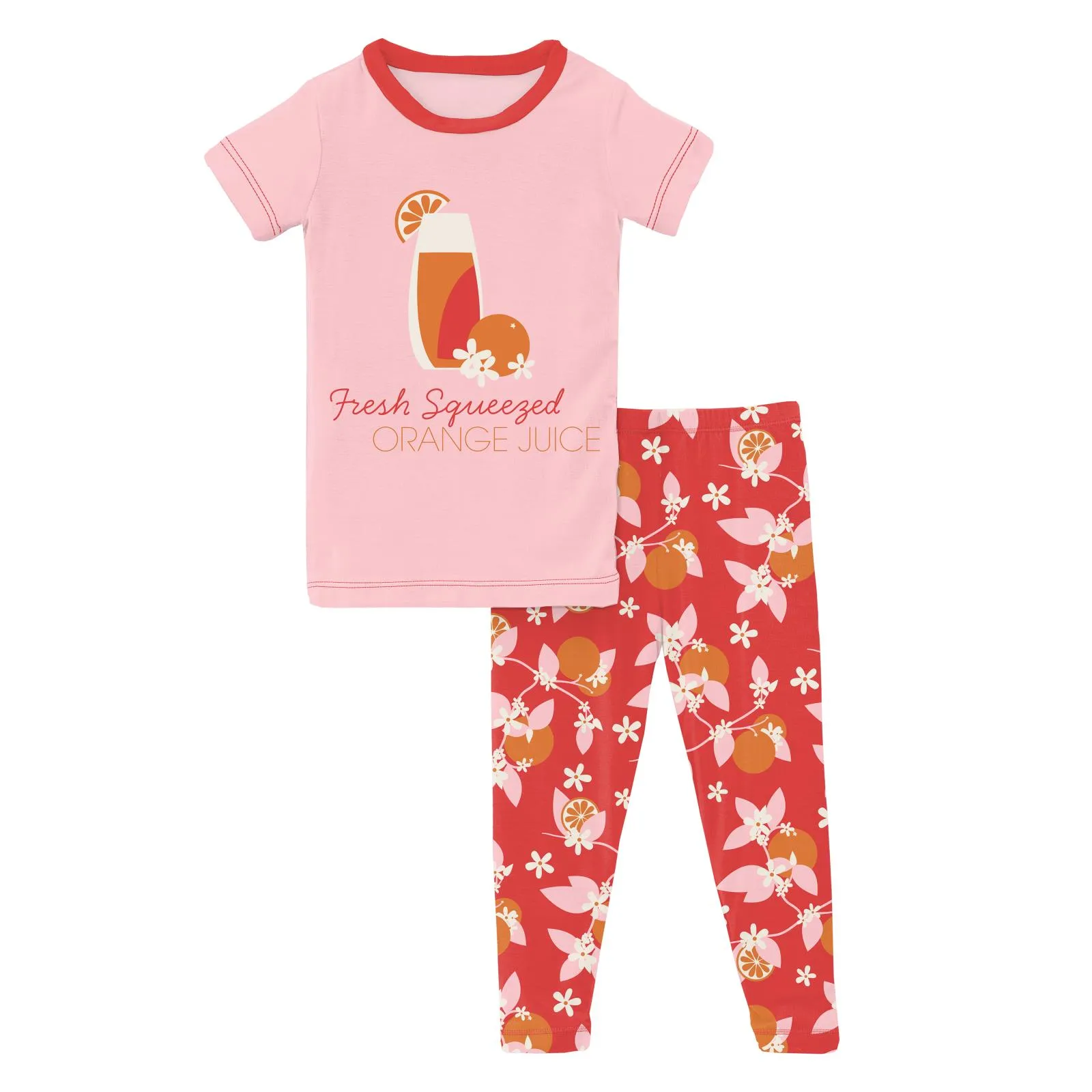 KicKee Pants Poppy Orange Blossom Graphic Tee S/S Pajama Set w/Pants