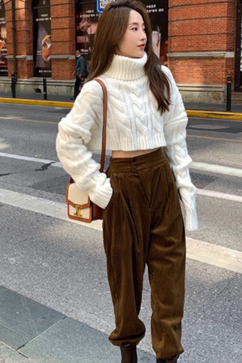 KittenAlarm - Solid Turtleneck Cropped Sweater