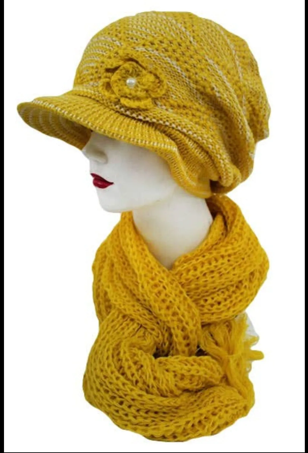 knit beanie and scarf set