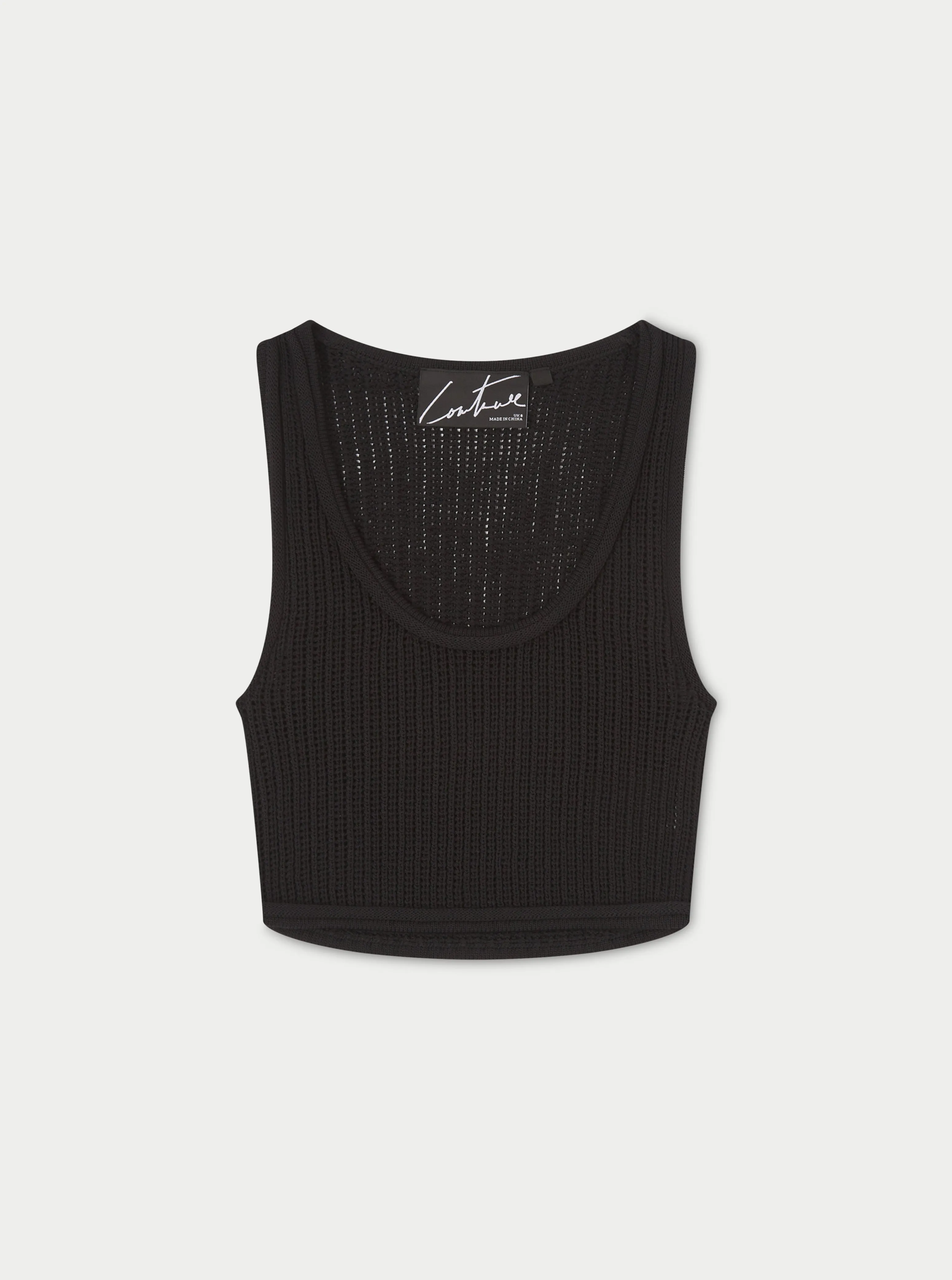 KNITTED VEST TOP - BLACK