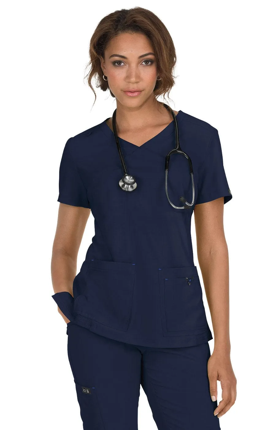 koi Basics Katie Women's 4-Pocket Mock-Wrap Scrub Top