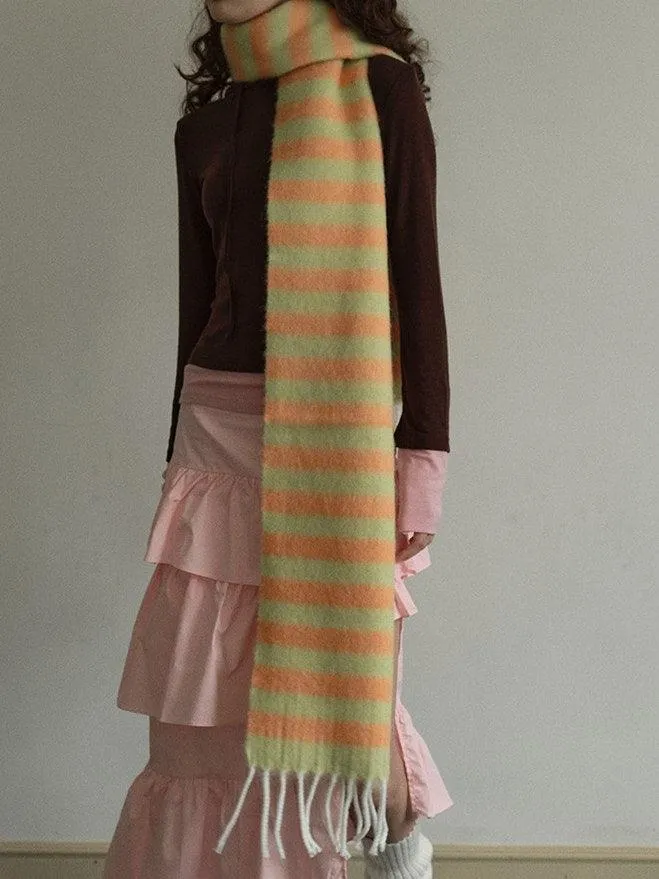 Ladies Color Block Sweet Cute Scarf YN038