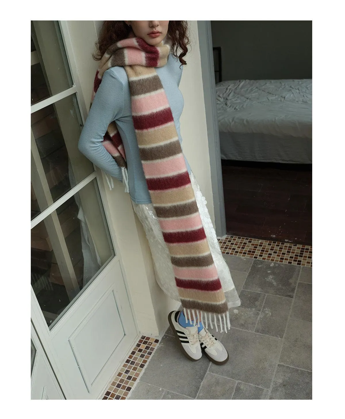 Ladies Color Block Sweet Cute Scarf YN038