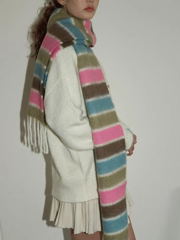 Ladies Color Block Sweet Cute Scarf YN038