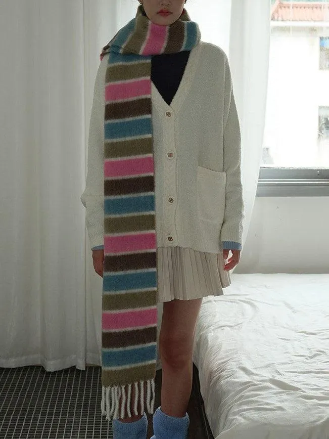 Ladies Color Block Sweet Cute Scarf YN038