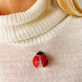 Ladybird Brooch in Red Enamel and Crystal