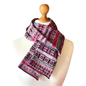 Lambswool Fair Isle Scarf - Lush Pink