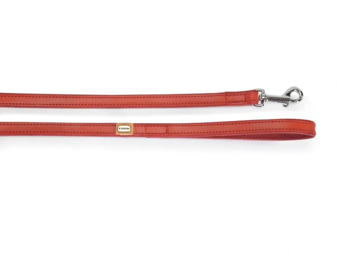 Leather leash with synthetic lining - red - 16x1000mm