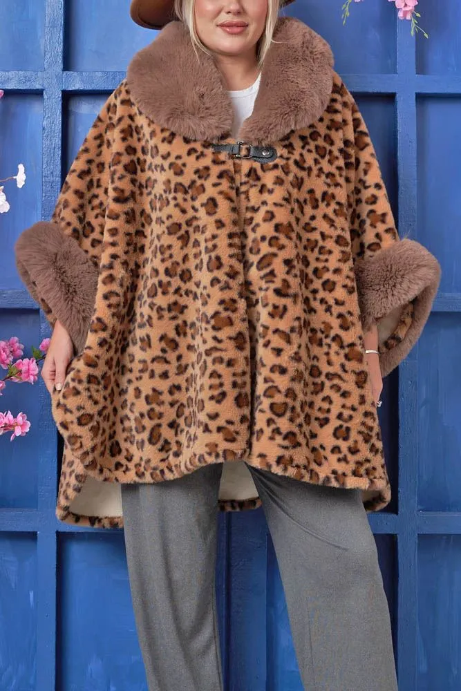 Leopard Print Faux Fur Cardigan