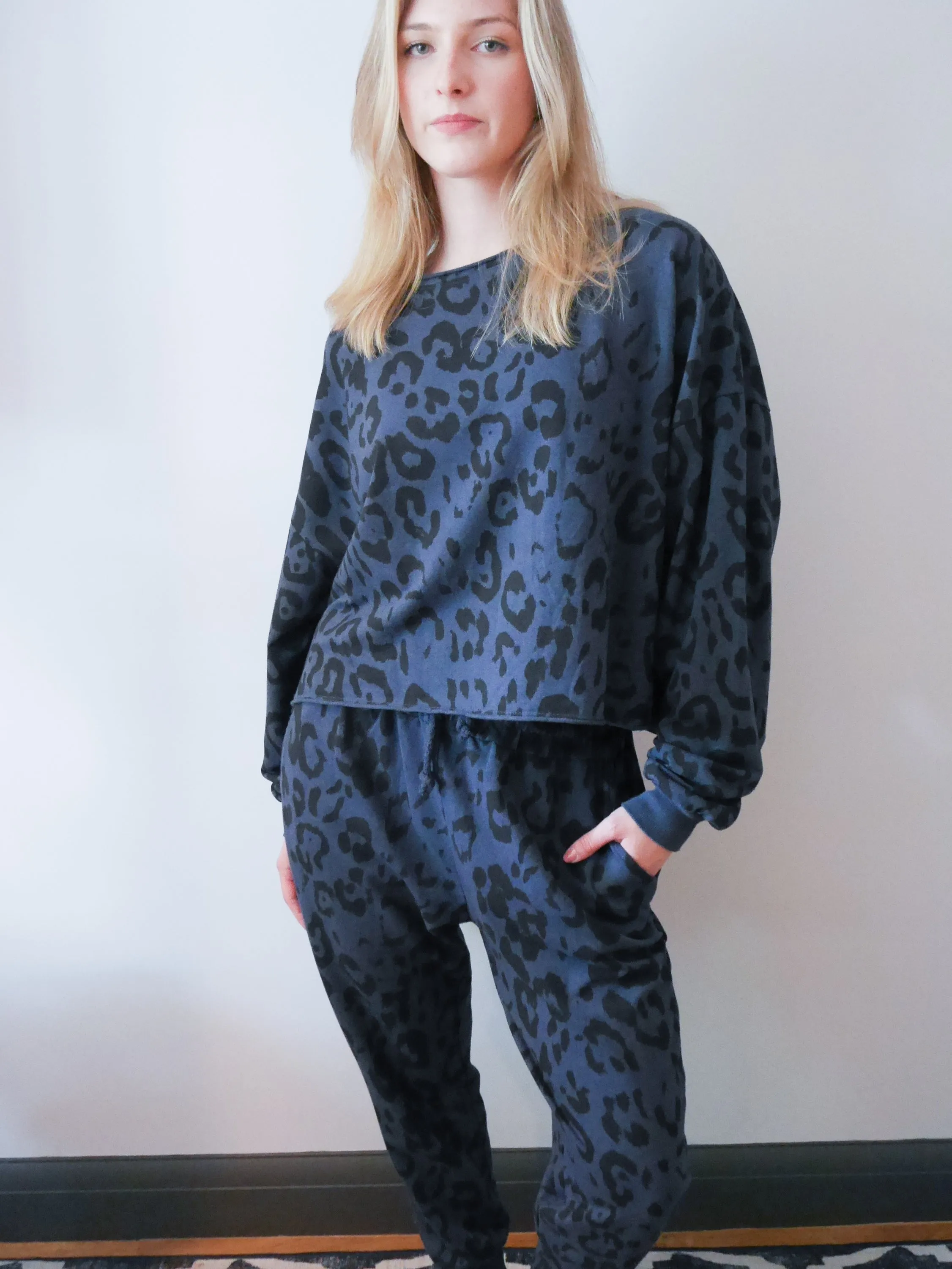 Leopard Tracksuit Set Blue