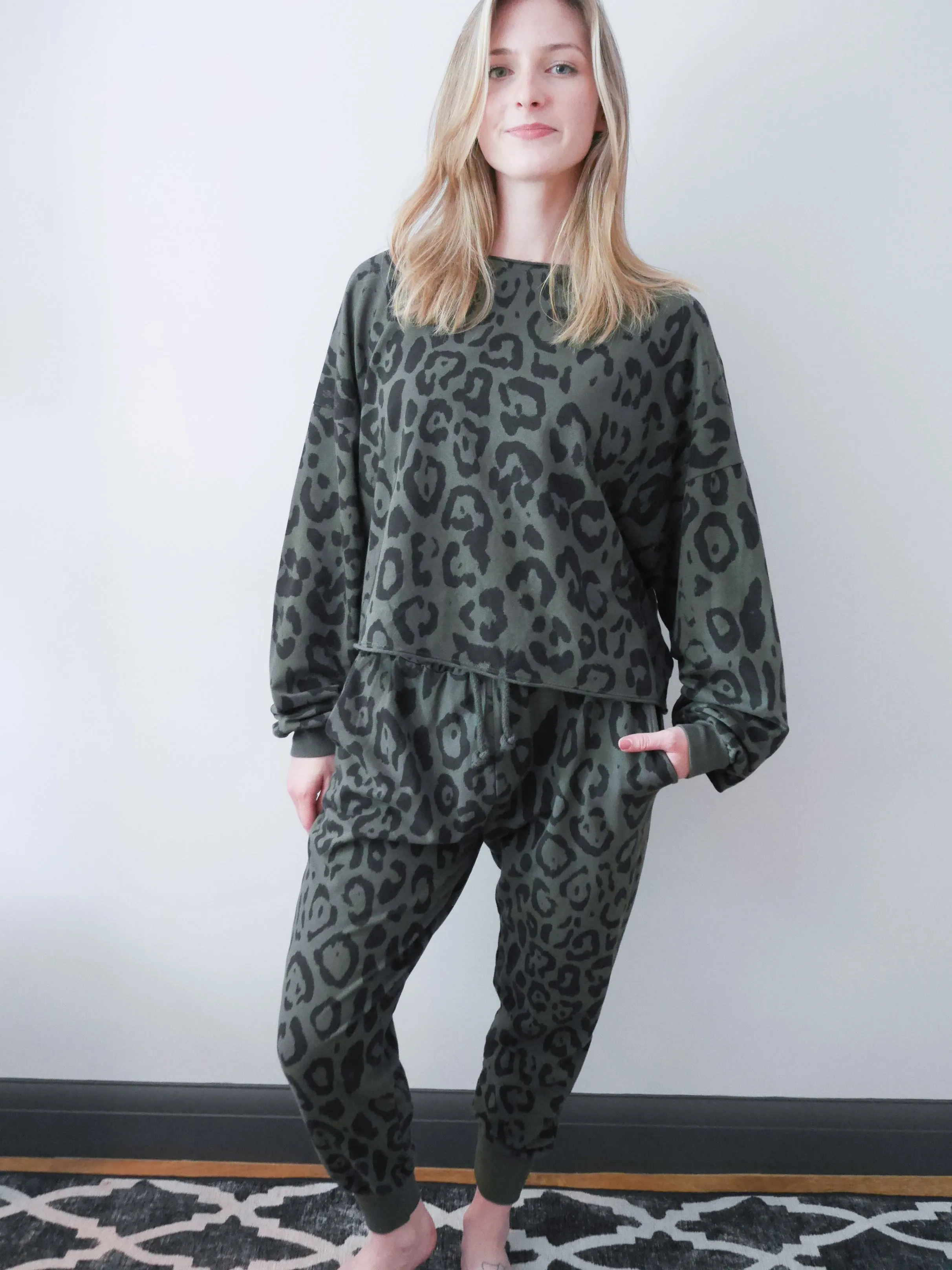 Leopard Tracksuit Set Forest Green