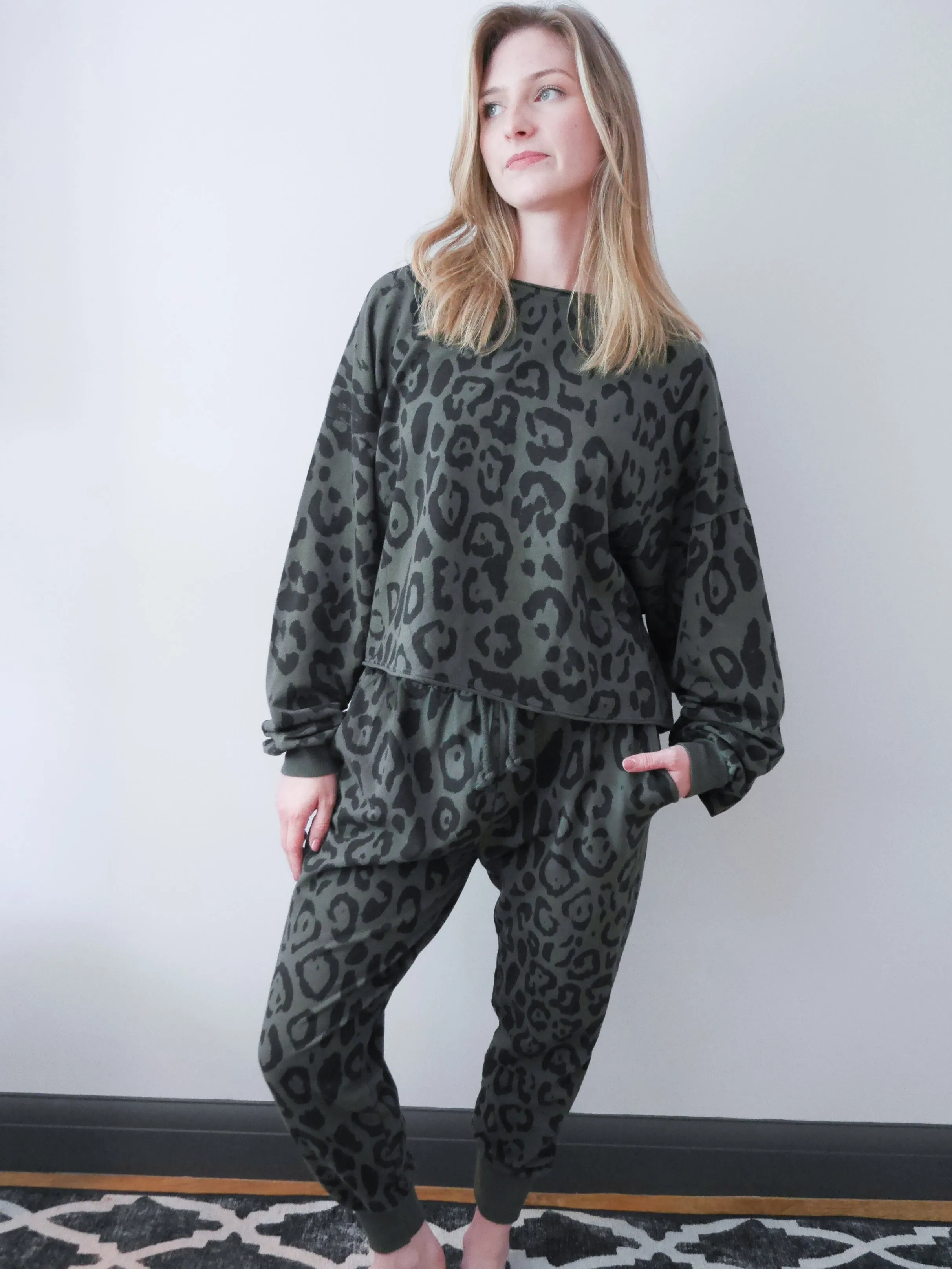 Leopard Tracksuit Set Forest Green