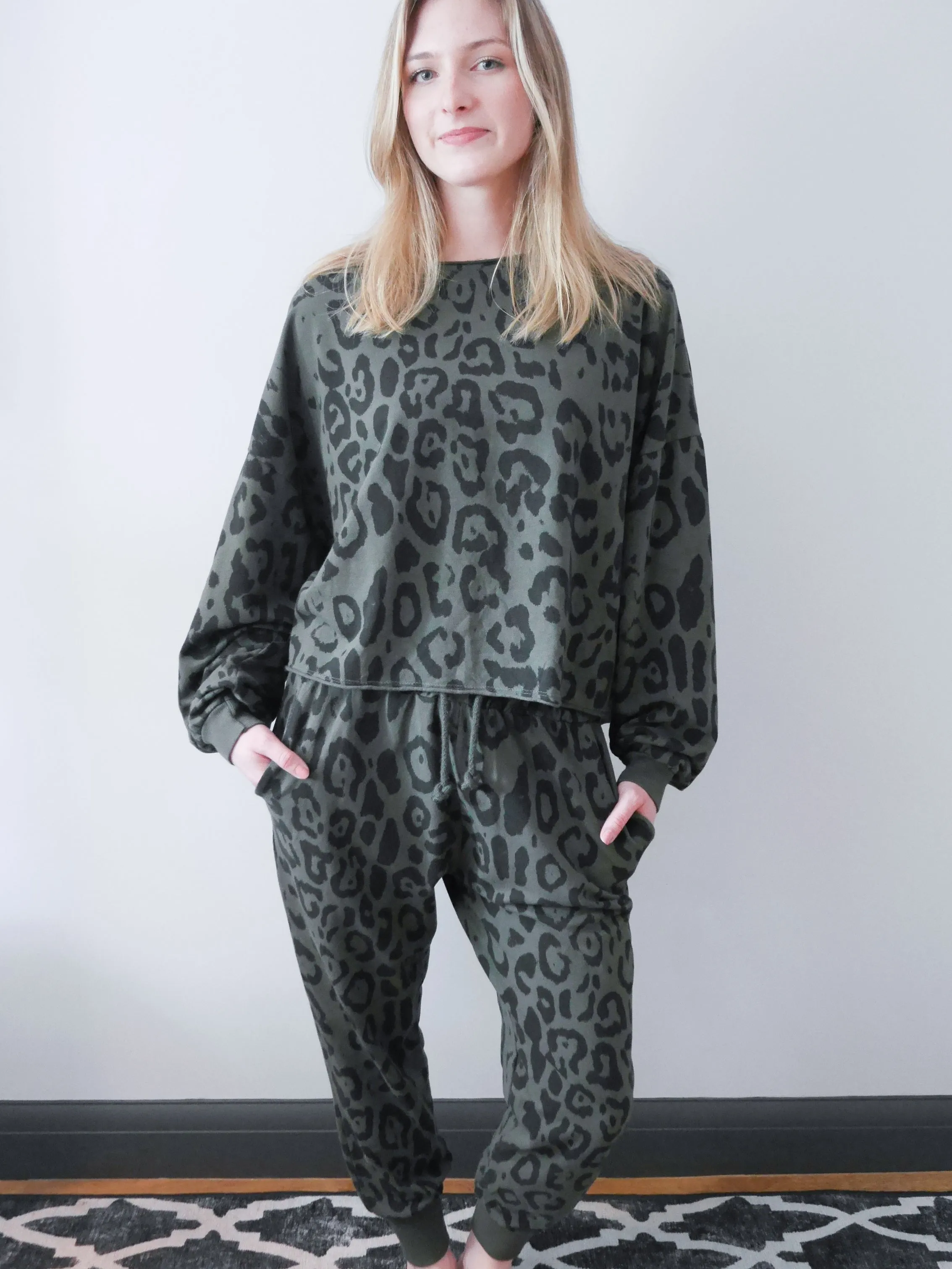 Leopard Tracksuit Set Forest Green