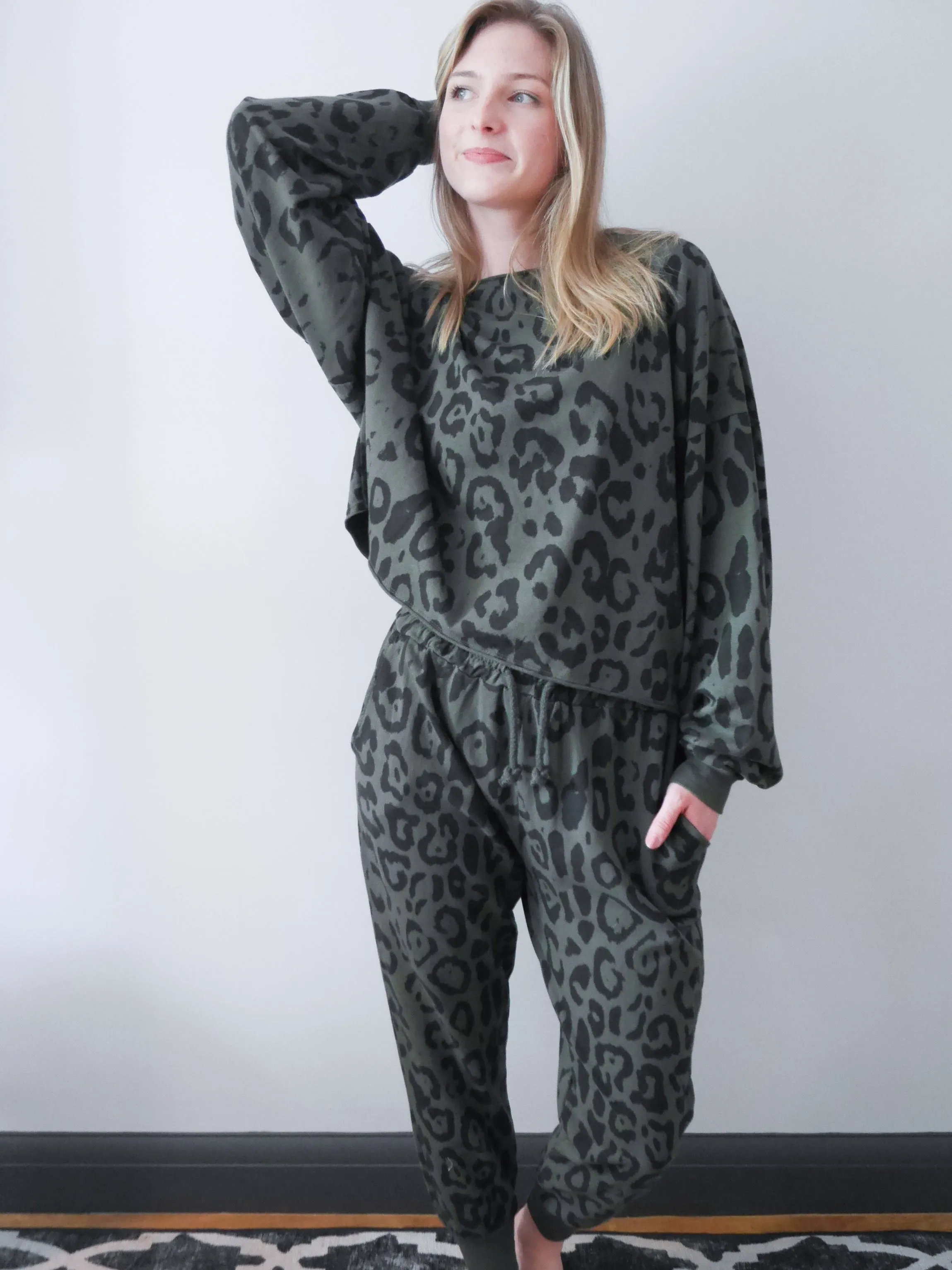 Leopard Tracksuit Set Forest Green