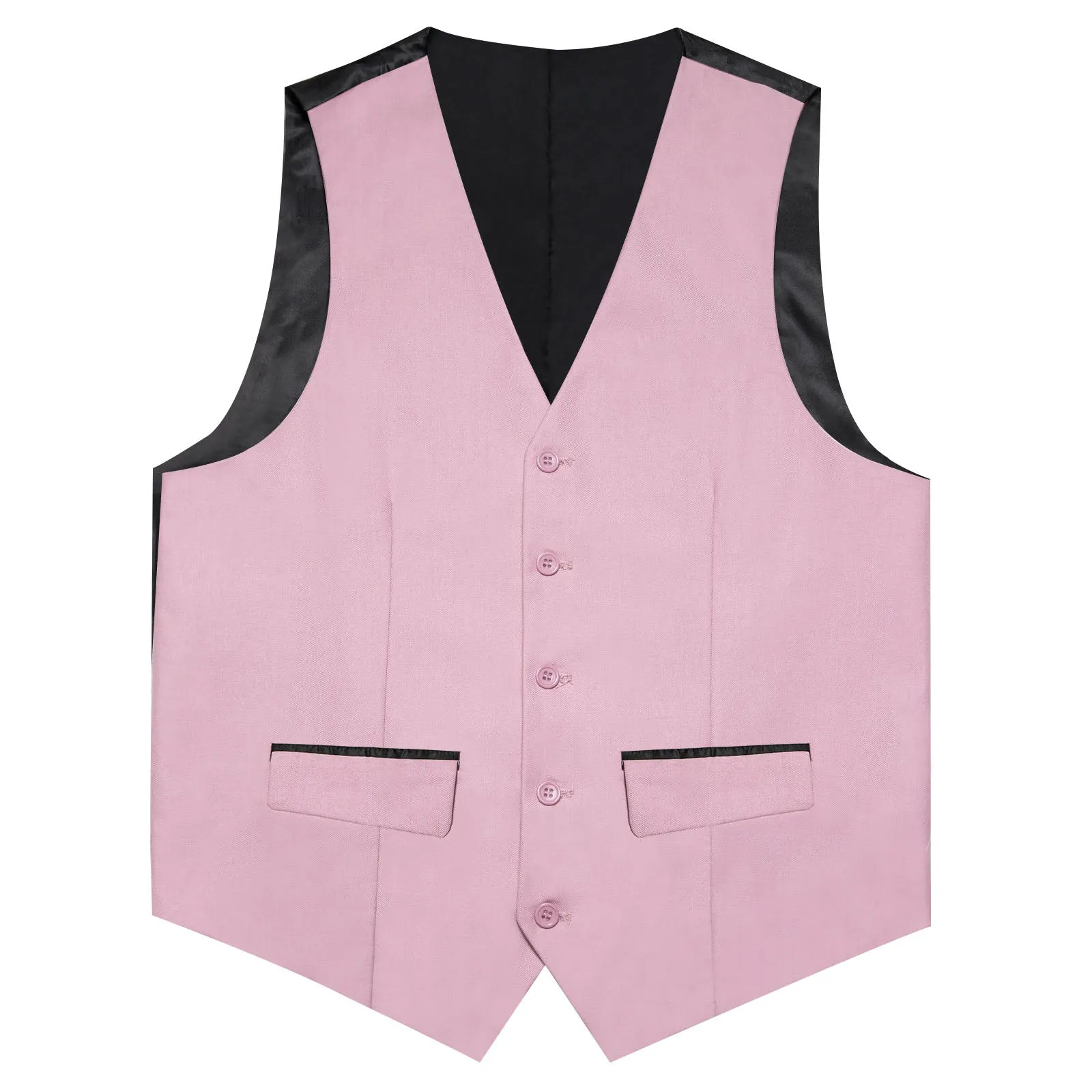 Light Pink  Solid Silk Men's Classic Vest with Two Pockets