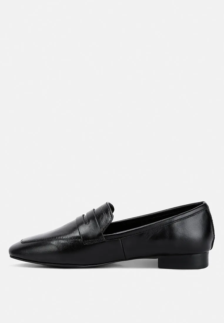 LILIANA Black Classic Leather Penny Loafers