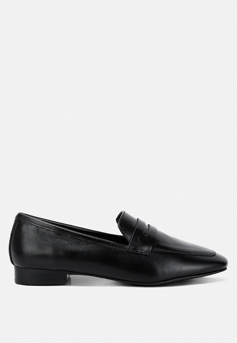 LILIANA Black Classic Leather Penny Loafers