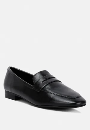 LILIANA Black Classic Leather Penny Loafers