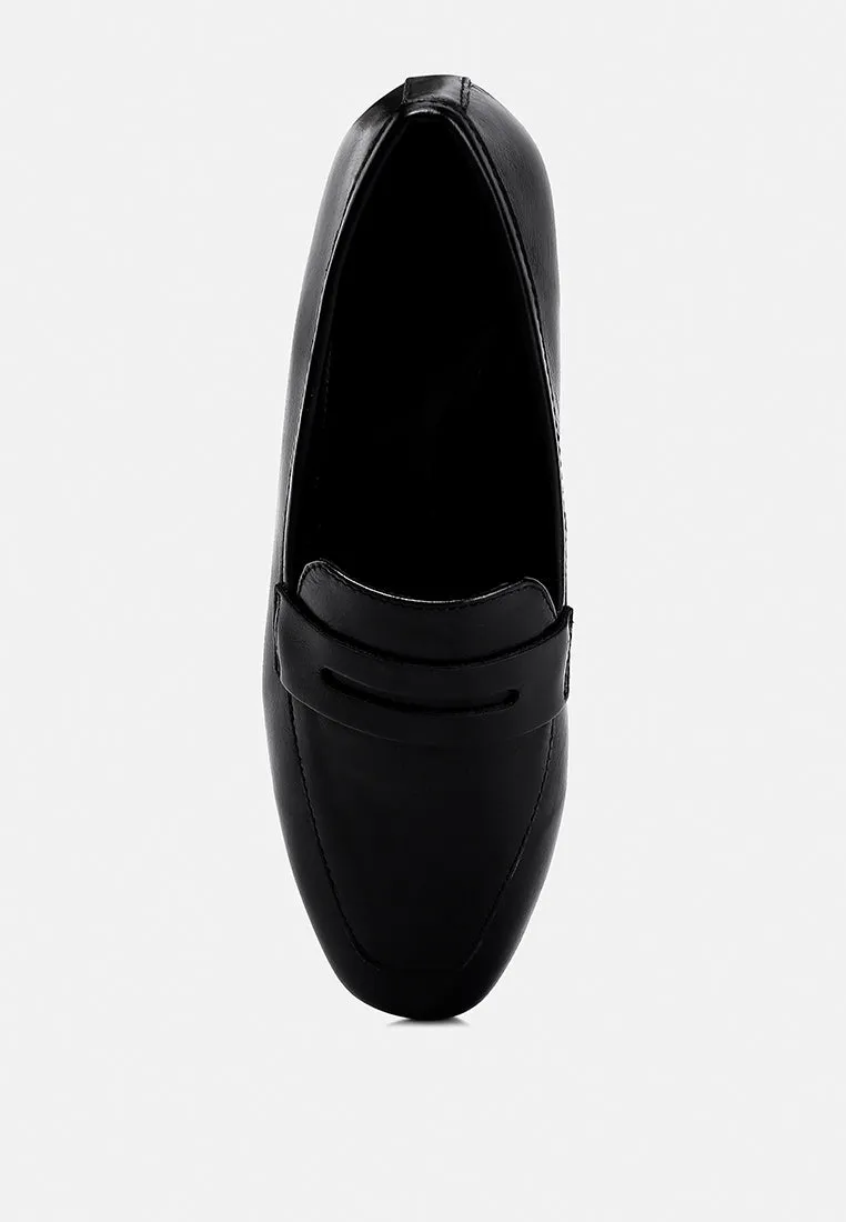 LILIANA Black Classic Leather Penny Loafers