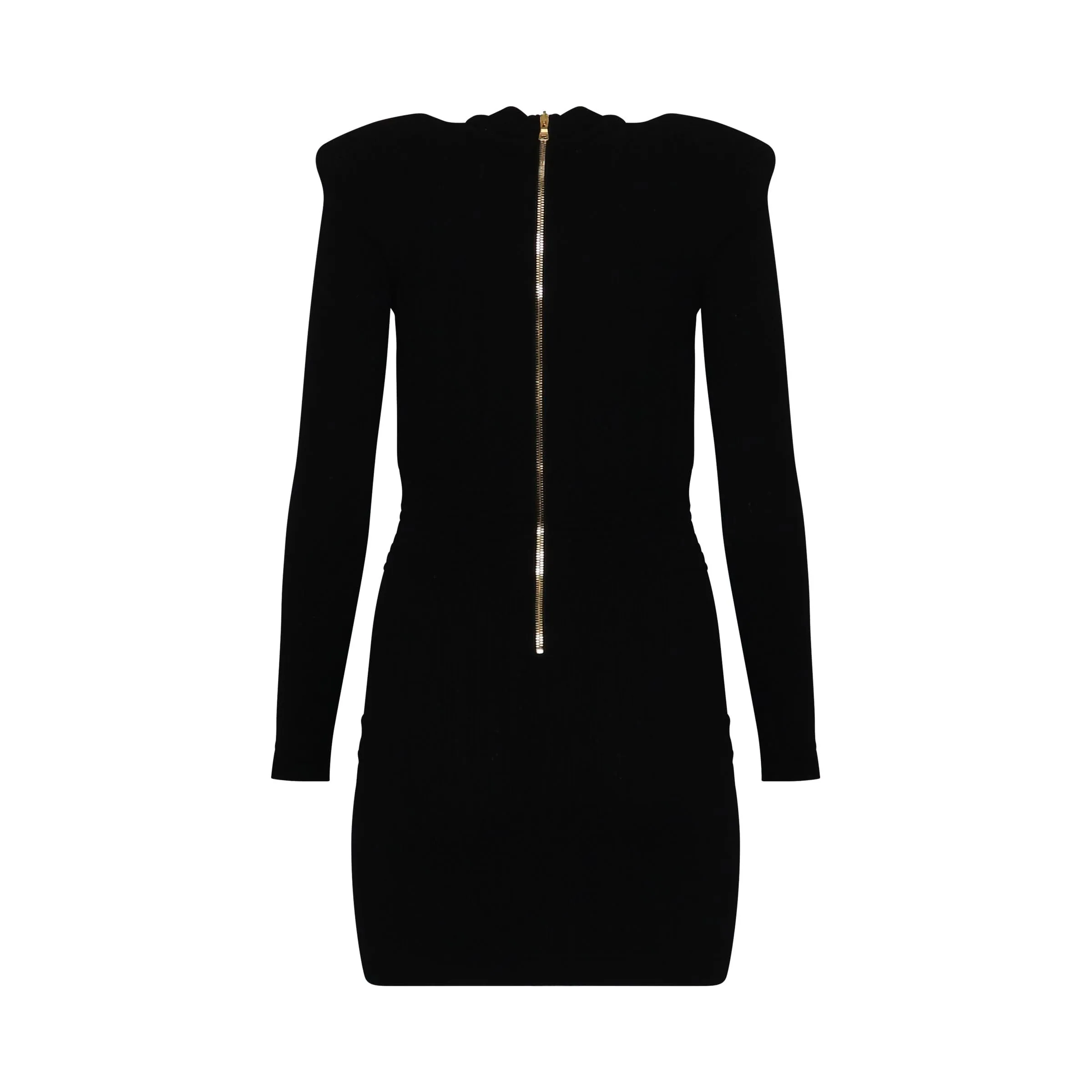 Long Sleeve Buttoned Knit Dress in Black