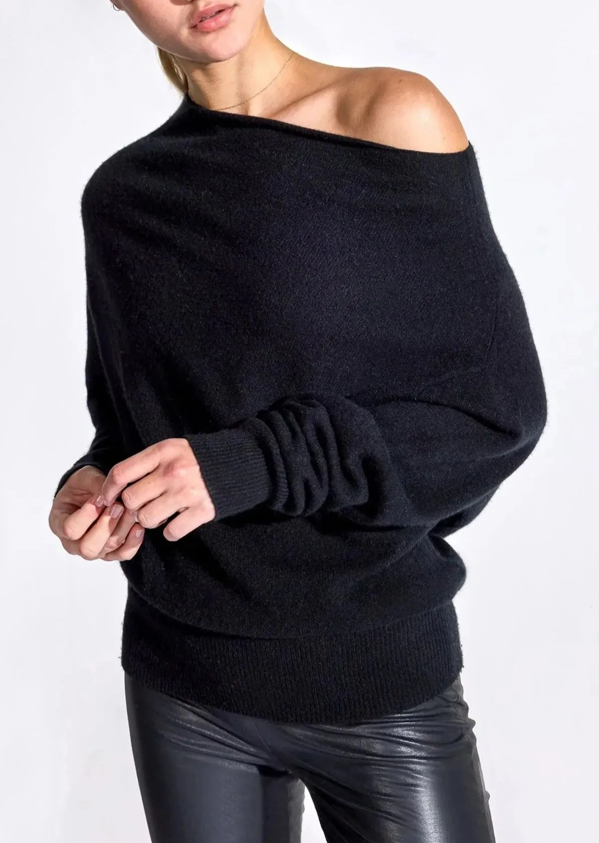 Lori Off Shoulder Cashmere - Black Onyx