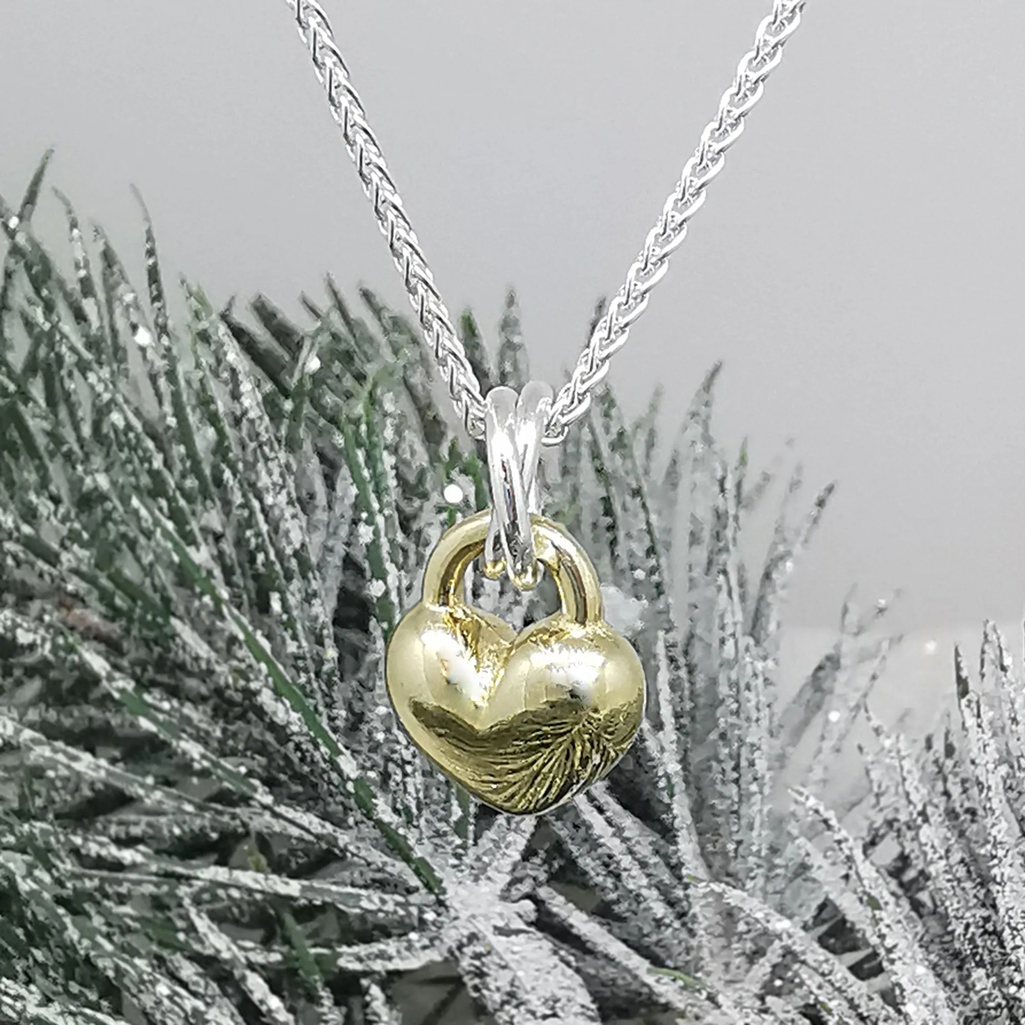 Love Heart Silver & Gold Necklace