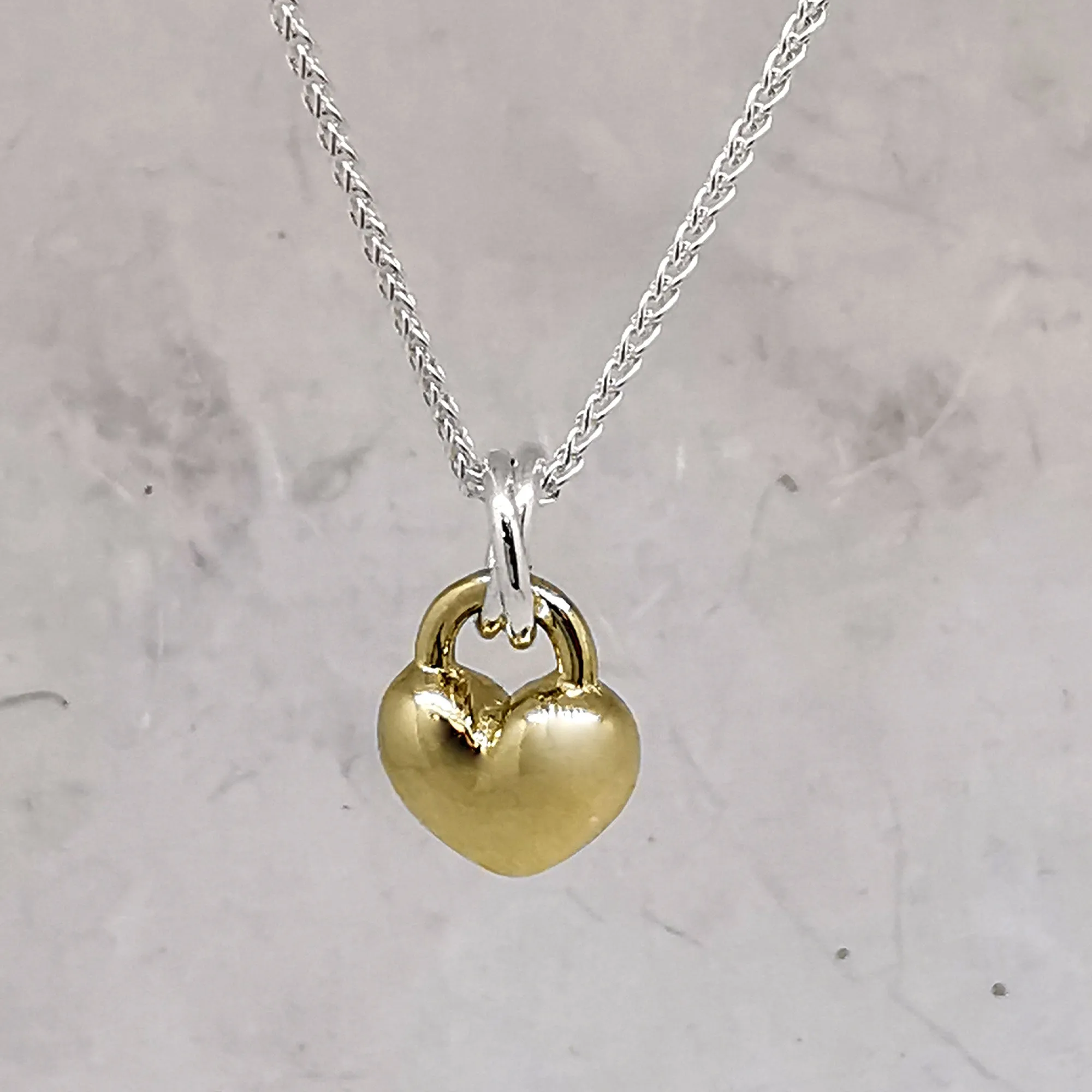 Love Heart Silver & Gold Necklace