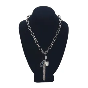 LULA 'N' LEE 18" Hematite Chain Necklace with Charms & Crystal Pendant - New w/Tags