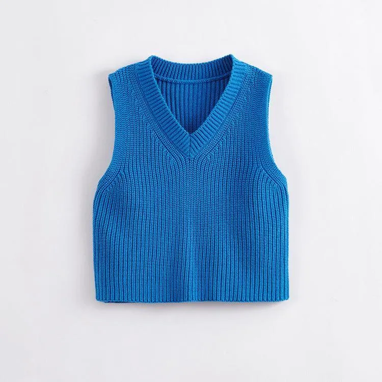 MARC & JANIE Boys Girls Wool V-Neck Knit Vest 221505