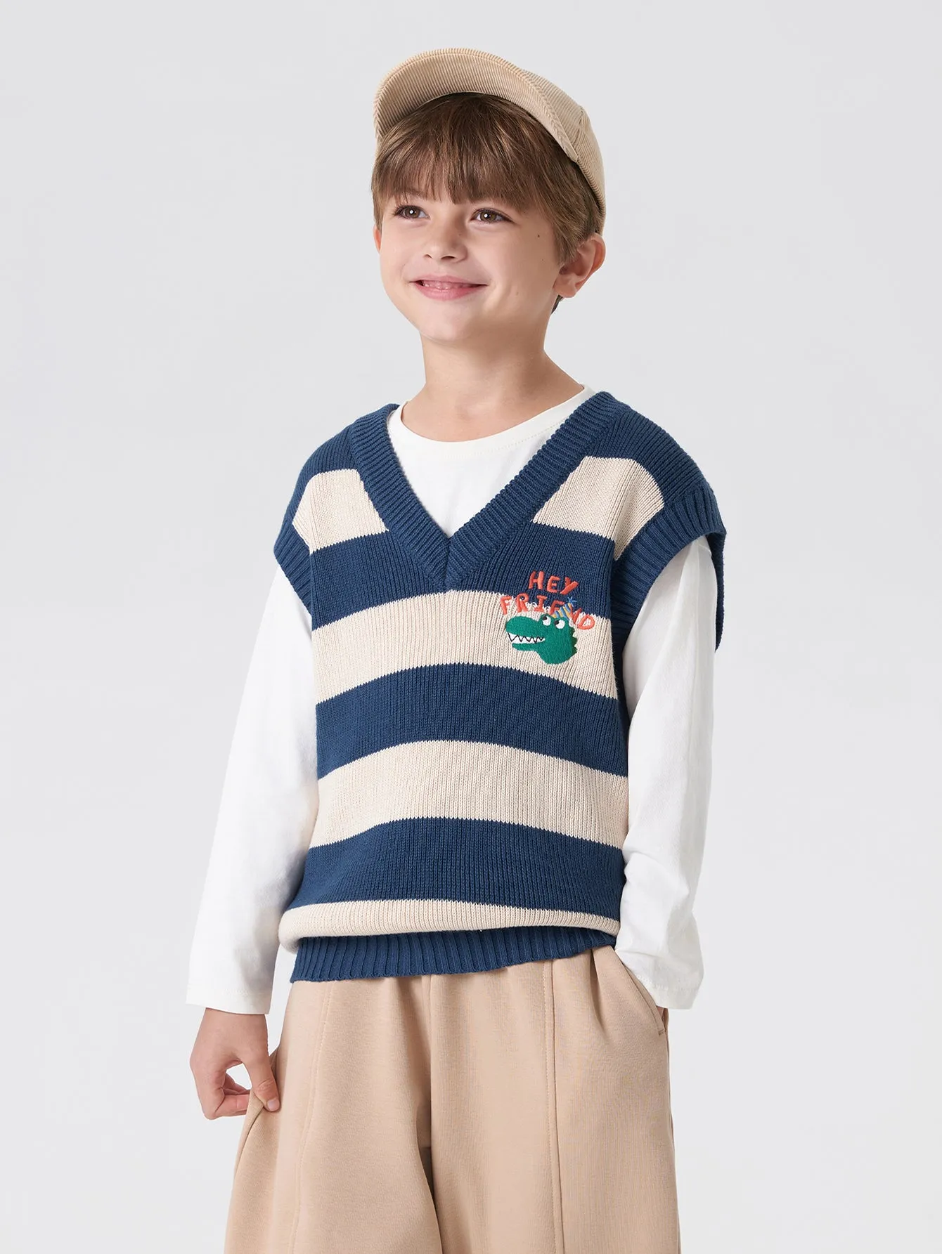 MARC & JANIE Boys Striped V-Neck Knit Vest 231827