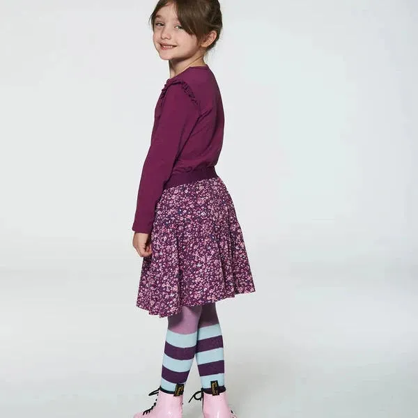 Mauve Striped Crown Knee Tights