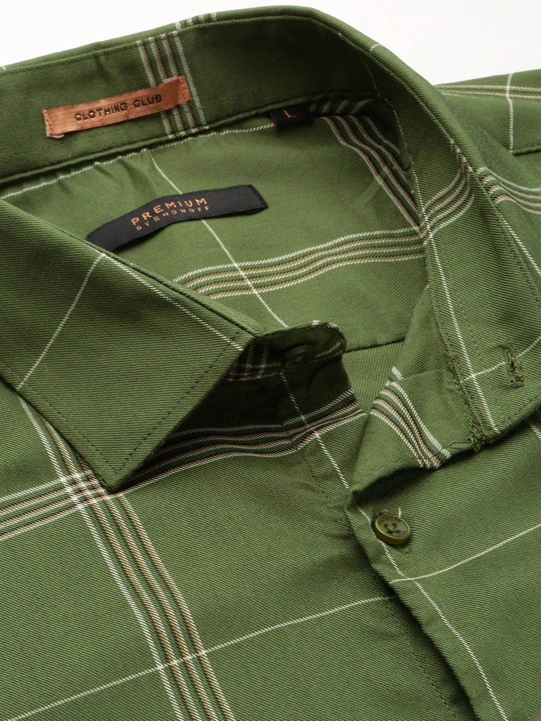 Men Green Checked Casual Casual Shirts