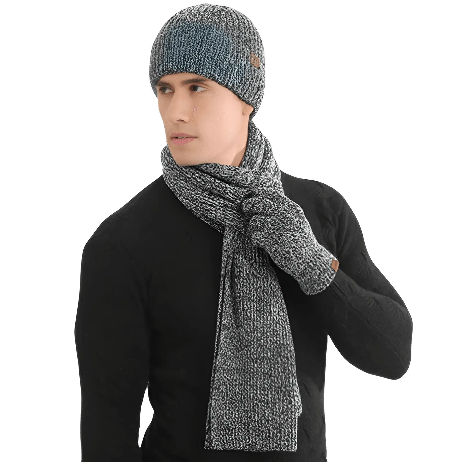 Men's Autumn Winter Keep Warm Set Men's Hat Gloves Scarf Set