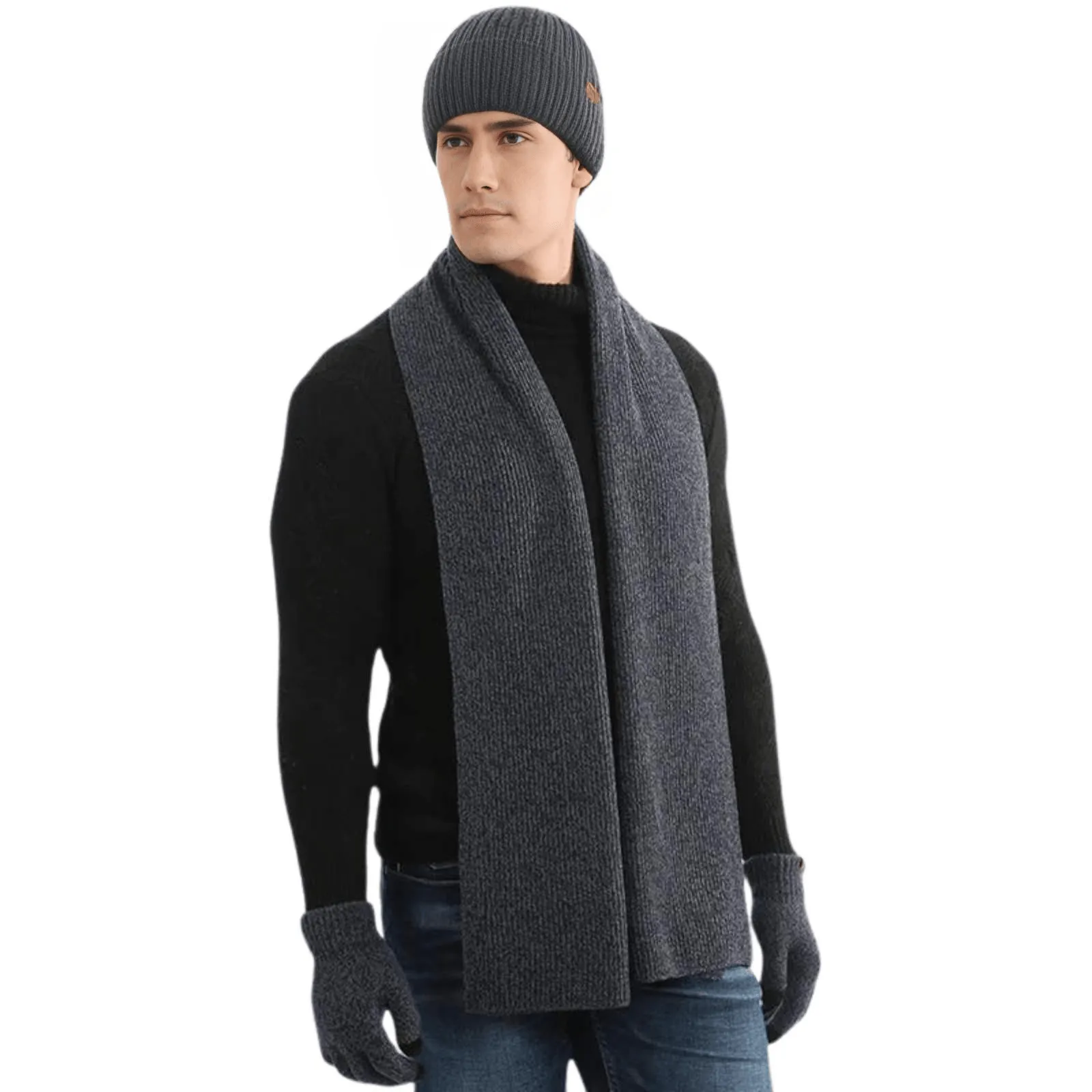 Men's Autumn Winter Keep Warm Set Men's Hat Gloves Scarf Set