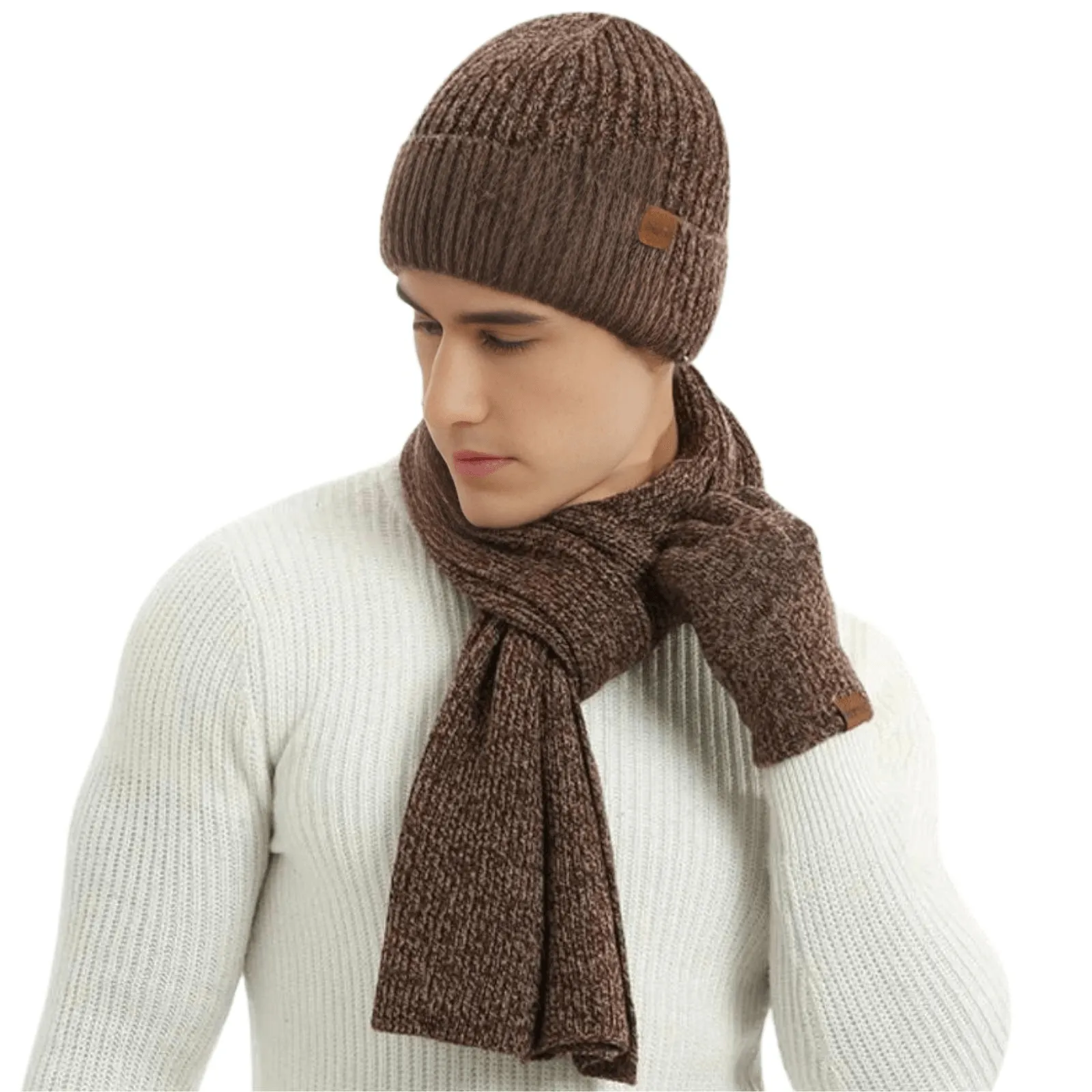 Men's Autumn Winter Keep Warm Set Men's Hat Gloves Scarf Set