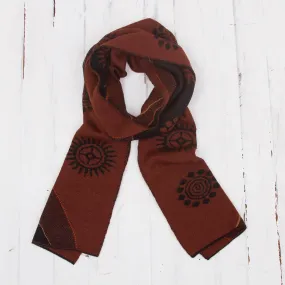 Men's Black and Mahogany Alpaca Blend Scarf from Peru - Mahogany and Black Cosmovision | NOVICA