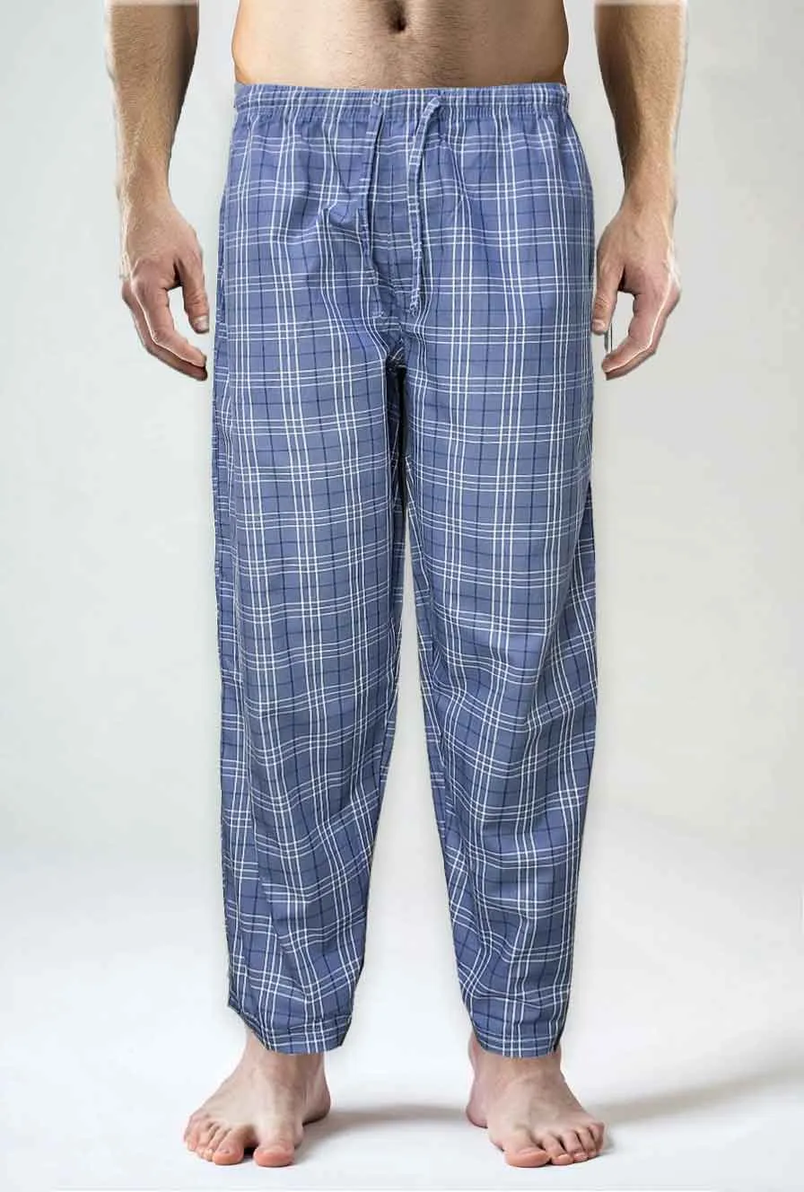 Men's Cotton Check Trouser (blue-white Plaid)