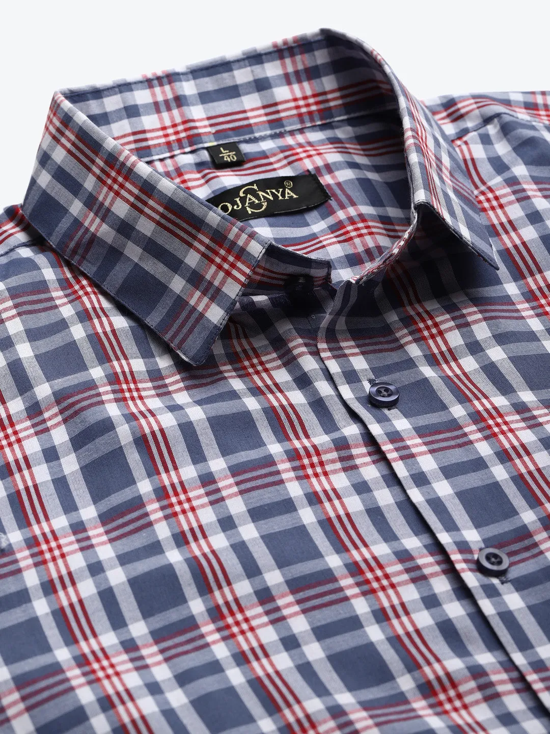 Men's Cotton Grey & White Formal Shirt - Sojanya