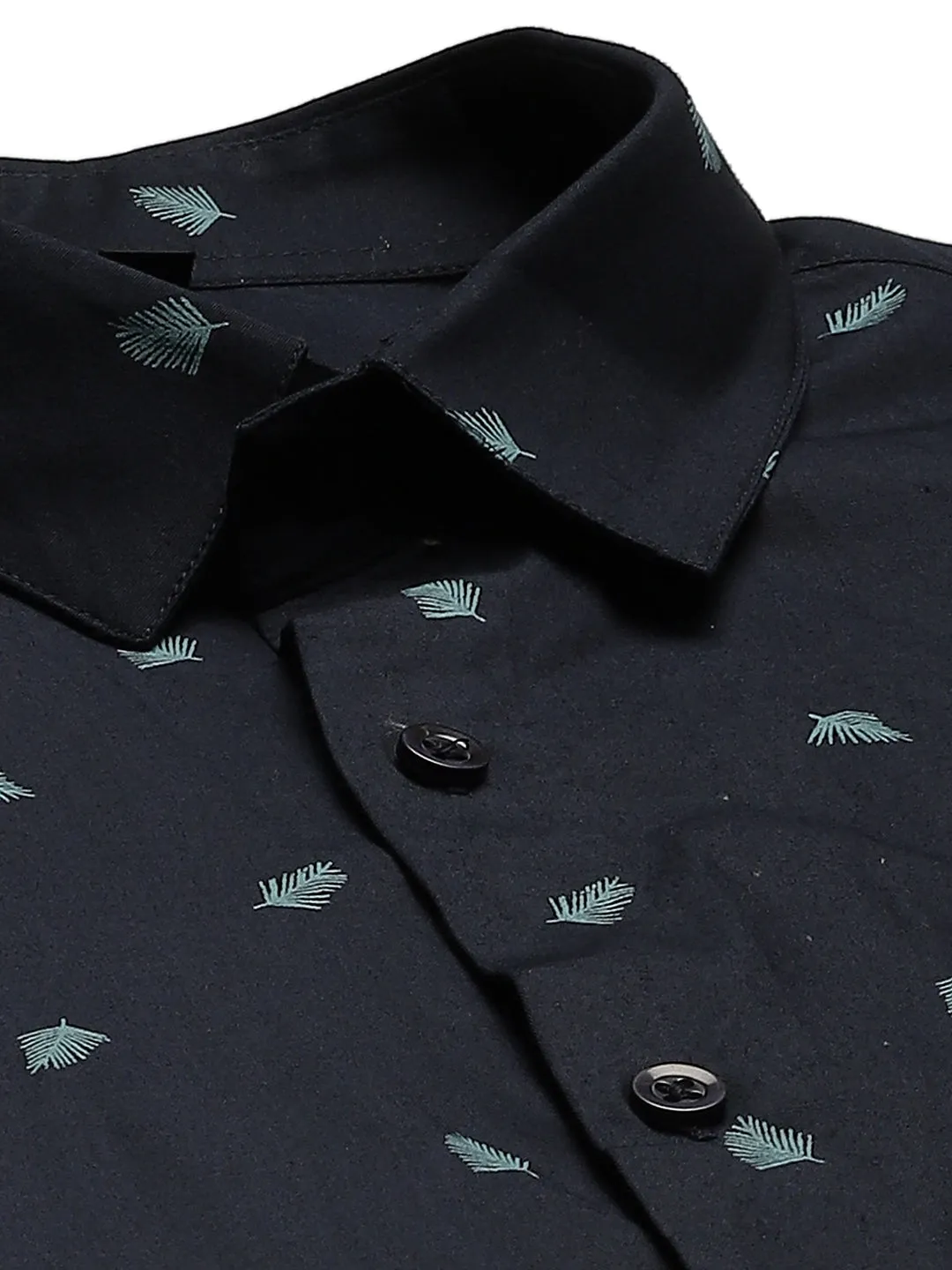 Mens Cotton Navy Blue & Blue Printed Formal Shirt - Sojanya