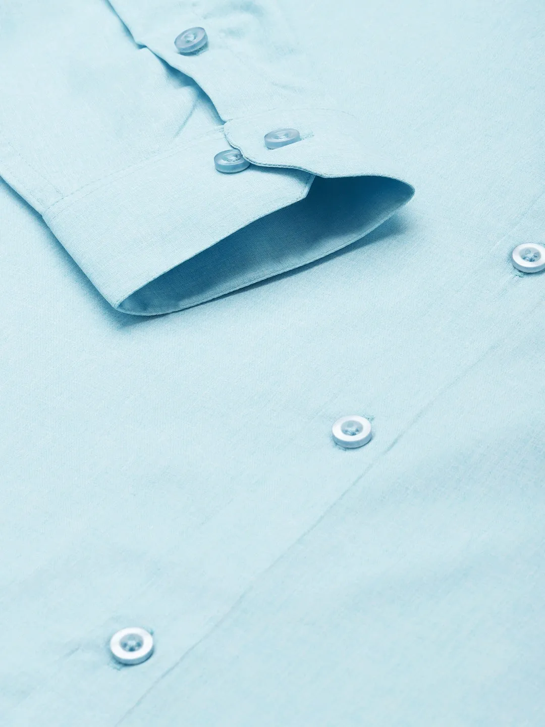 Men's Cotton Turquoise Blue Formal Classic Shirt - Sojanya