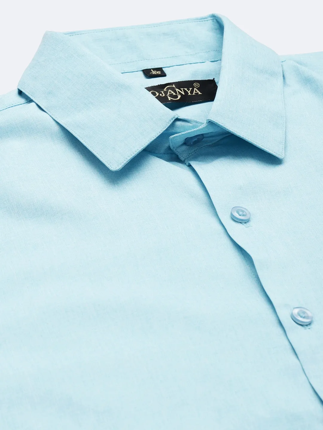 Men's Cotton Turquoise Blue Formal Classic Shirt - Sojanya